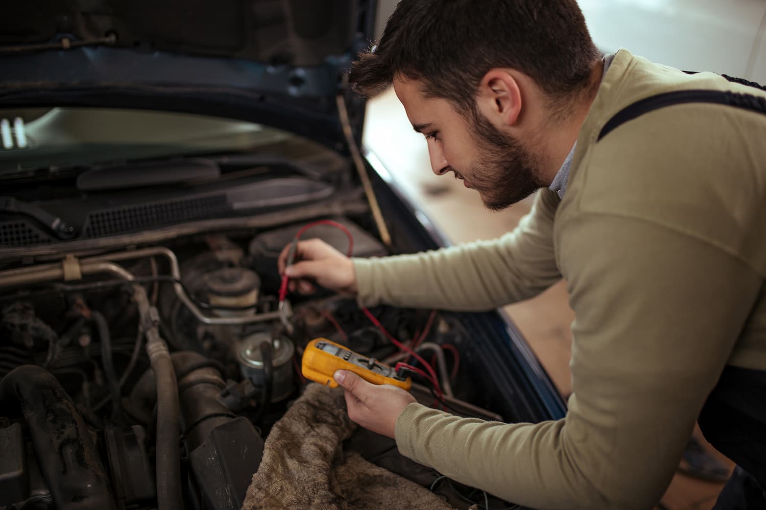 Person working on RV engine