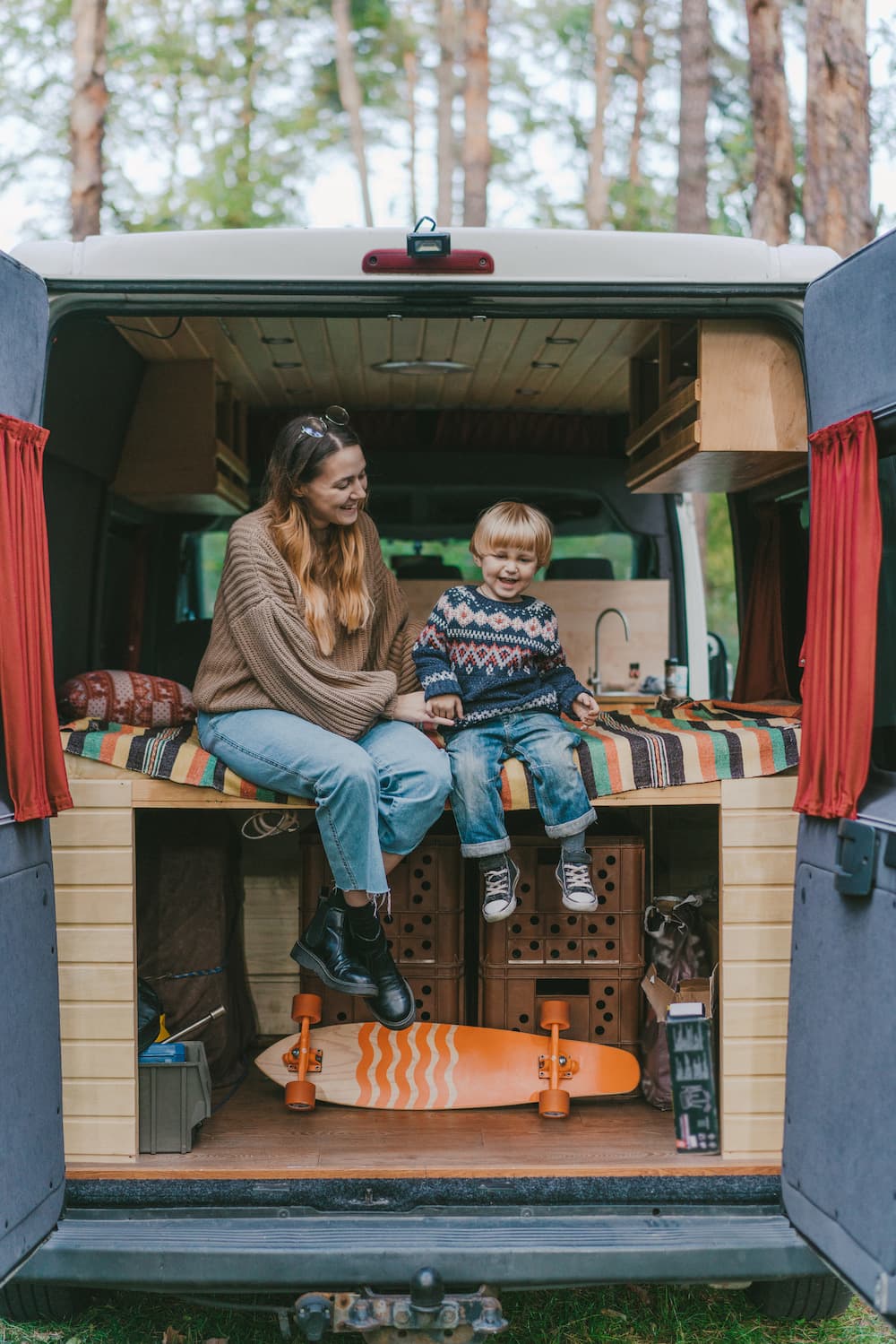Family enjoying outdoor camping experience